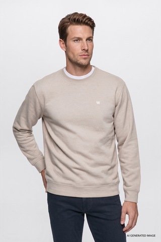 Wrangler Pamuklu Selanik Regular Fit Erkek Sweatshirt W2620080500 Bej
