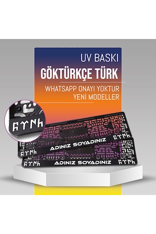 Göktürkçe Türk Plakalık, 2 Adet Premium Uv Baskı, Plakalıkhane