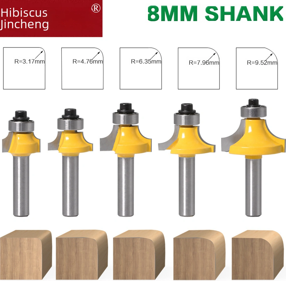 Mufunye Yüksek Kaliteli Alaşım 5'li Set: 8 Saplı Yuvarlak Köşe Freze, Keskin Ve Hassas Kenar İşleme, Makine Uyumlu Cnc Aletleri