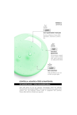 Koreaco Centella & Cica & Ceramide - Onarıcı, Aydınlatıcı ,24 Saat Nemlendirme Ampoule