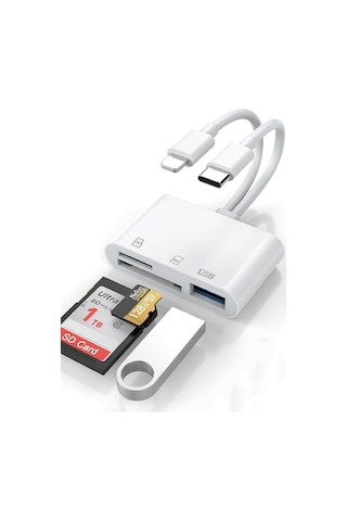 Maxgo 3113 Type-c Lightning Usb Otg Tf Sd Micro Kart Okuyucu Çevirici Dönüştürücü Adaptör