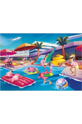 Star Puzzle 2x50 Parça Çocuk Puzzle - Flamingo Partisi 1 Adet