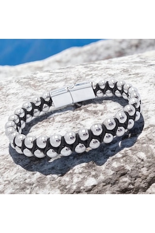 Fm Hematit Ve Çelik Halatlı Erkek Bileklik 31832b18d1 Gümüş