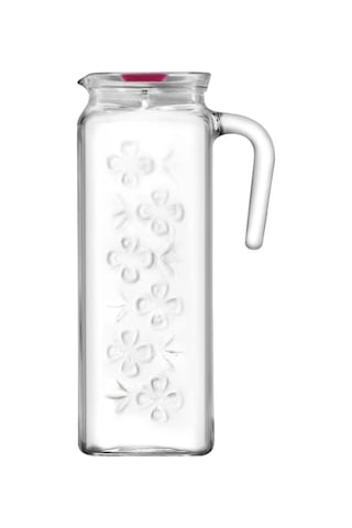 Lav Bloom Cam Sürahi Tekli 1,2 L Kulplu Pembe Plastik Kapaklı