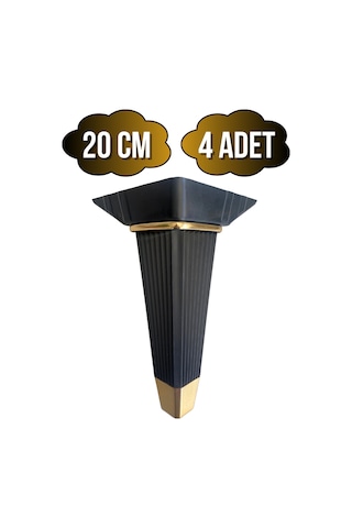 Irem Siyah Altın 20cm Plastik Ayak Mobilya Masa Ve Dolap Ayağı 20cm Siyah - Altın 4 Adet Siyah
