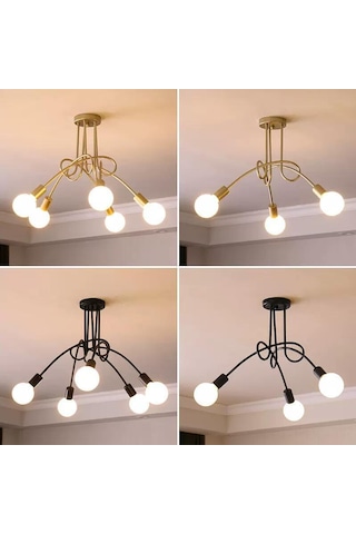 Ruicoo Endüstriyel Tarz 3 Başlıklı Siyah Avize - Oturma Odası, Yemek Odası Ve Yatak Odası İçin Şık Dekor Siyah