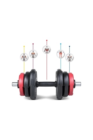 Ecg Kırmızı Spor 18 Kg 1x 18kg Dambıl Seti Kırmızı Siyah Vinyl 18 Kg Dambıl Seti
