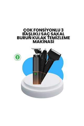 3 Ü 1 Arada Erkek Bakım Makinesi Paslanmaz Çelik Başlıklı Şarjlı Tıraş Seti