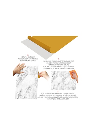 Tink Kendinden Yapışkanlı Beyaz Mermer Desenli Pvc Panel 41x62 Cm