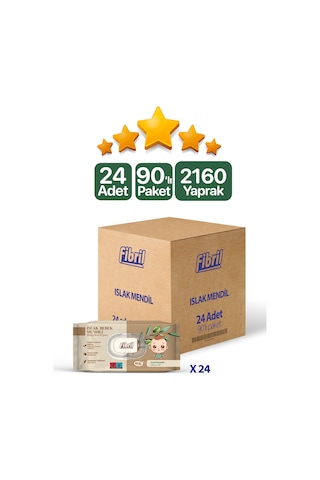 Fibril Zeytinyağlı Islak Bebek Mendili 24x90'lı Paket 2160 Yaprak