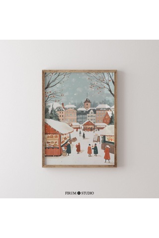 Şenlikli Retro Noel Pazarı Dekoru - Benzersiz Tatil Orta Yüzyıl Duvar Sanatı Ve Nostaljik Tatil Havası Noel