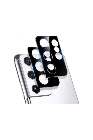Galaxy S21 Ultra Zore 3D Kamera Camı Koruyucu Siyah