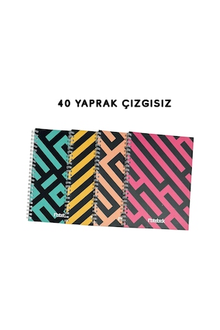 A5 Spiralli Labirent Defter 40 Yaprak 4'lü Tamamı Çizgisiz
