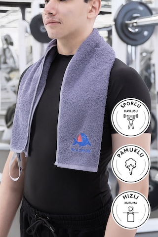 Sporcu Antrenman Havlusu Gym Fitness Plates Boks Tenis Spor Havlu Antrasit