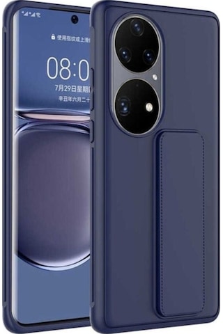 Huawei P50 Pro Kılıf Zore Qstand Kapak Lacivert