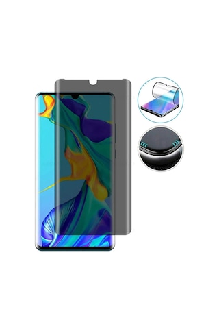 Huawei P30 Pro 9d Full Kaplayan Kavisli Privacy Gizlilik Filitreli Hayalet Flexible Polymer Nano