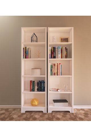 Nur Mobilya Ecem 2'li Kitaplık Beyaz Arkalıklı Model