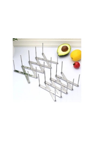 Fortunelane Stainless Steel Çok Amaçlı Genişletilebilir Tabak Rafı - 7 Katlı, Ayarlanabilir Bölmeli, Mutfak Organizatörü, Gümüş R Gümüş