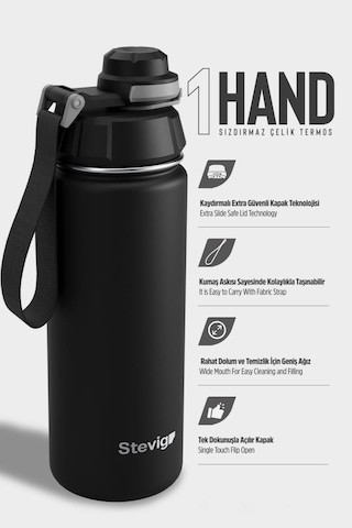 Stevig 1 Hand Leak-proof Sızdırmaz Çelik Termos 500 Ml Black St-207