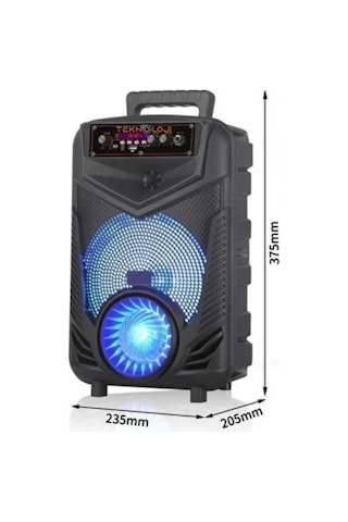 Kablosuz Hoparlör 8 İnç Büyük Boy Bluetooth Speaker Karaoke Mikrofon Işıklı Parti Fmradyo Aux Sd Usb