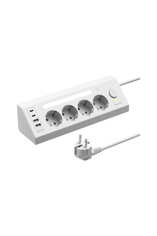 Fulltech Ftr-22 Gece Lambalı Akım Korumalı Çoklu Priz - Beyaz 2 M