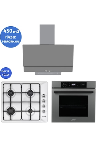 Eminçelik & Afm Tech 31 221 + FM7710 + FM3407 Ankastre Beyaz Set