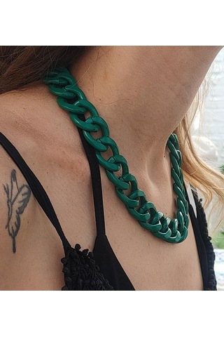 KOYU YEŞİL KALIN ZİNCİR KOLYE-ZİNCİRKOL17 Altın