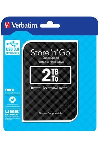 Verbatım 2,5" 2 Tb Store 'n' Go Usb3.0 / Usb2.0 Black Taşınabilir Disk