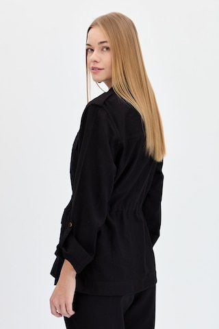 Kadın Safari Model Keten Ceket Siyah Siyah