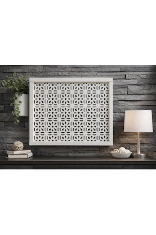 Eylux Modern Dekoratif Duvara Asılabilir Sigorta Ve Modem Saklama Kutusu, Ahşap, Beyaz, 25x35x10 Cm Açık Ahşap