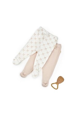 Bebek 2li Uzun Kollu Zıbın Body %100 Organik Pamuk , Bebek - Yenidoğan- Csy8141 Ekru