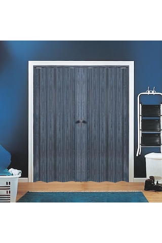 Faran Dekorasyon 170 x 215 Antrasit Renk Camsız Çift Açılım Pvc Akordiyon Katlanır Kapı - FRNAKMODEL-147