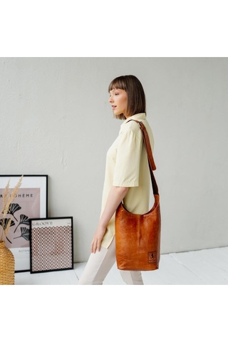 Berliner Bags Emilia 2.0 Deri Omuz Çantası Kadın Vintage Kahverengi El Çantası