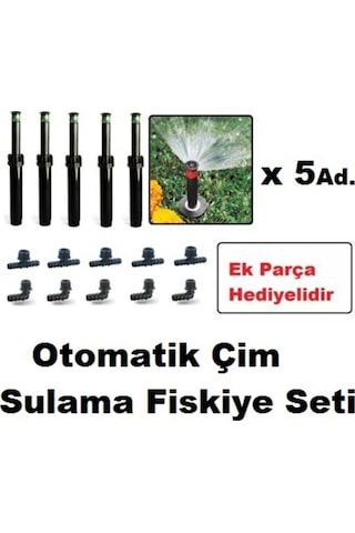 5 Adet Rainbird 10 Van 3mt. Yarıçap Çim Sulama Sprey Fıskiye Ve Montaj Ek Parçaları