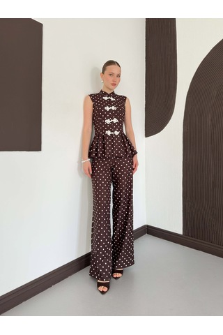 Verymoda Puantiyeli Pantolon D3075 Kahve