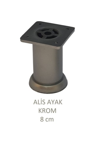 Alis Ayak, Baza Koltuk Dolap Ayağı, Plastik, Krom, 8 Cm, Vidalarıyla Mat Krom