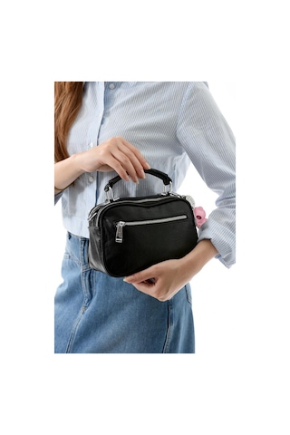 Vegan Deri Kadın Postacı Çanta 21 15 Cm Yıkama Suni Deri Omuz Çantası Çapraz Askılı Çanta Siyah