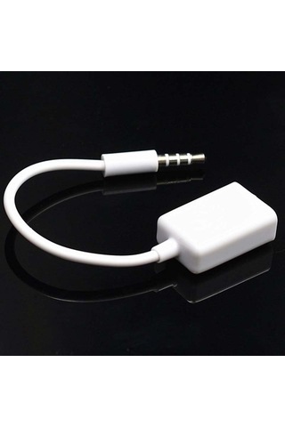 Sones 10 Adet Y-1502 14 Cm Araç Aux Ses Kablosu Usb Araç 3.5mm Adaptör Kablosu Beyaz