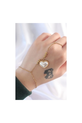 316l Çelik Gold Renk Beyaz Bubble Kalp Tasarımlı Şahmeran - Tj-sn576 Çok Renkli