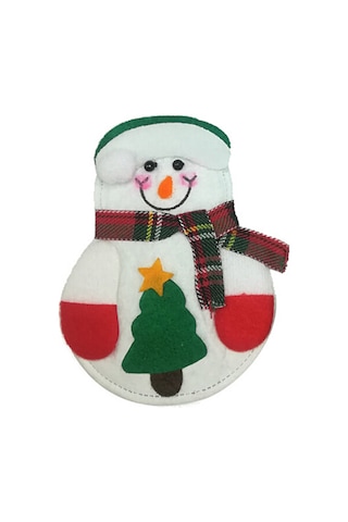 Ximistore9 Noel Masası Dekorasyonu: 6'lı Ağaç Ve Kardan Adam Desenli Bezi Bıçak Kaşık Kılıfı - Noel Atmosferi Katın