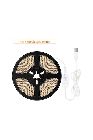 Youtek Usb Hareket Sensörlü Işık Şeridi, 4 Metre Su Geçirmez Led, 6500k Soğuk Beyaz, Ev İçin Esnek, Pır Kontrol, 3 Mod