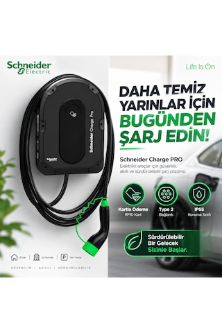 Schneider Electric Evlink Charge Pro Evb4s22nc0 22 Kw Elektrikli Araç Şarj İstasyonu 7 Metre Kablolu 32a Ayarlanabilir 7kw - 11kw - 22kw