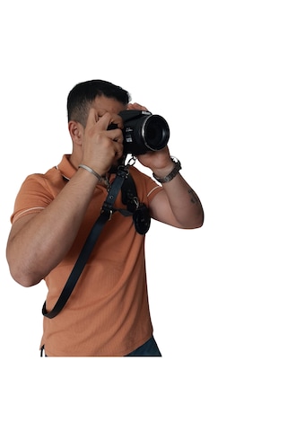 Siyah Renk Profesyonel Hakiki Deri Tekli Fotoğraf Makinesi Omuz Askısı