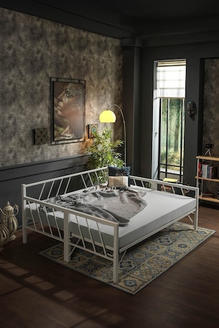 Glory Yavrulu Daybed Tek Ve Çift Kişilik Sedir Metal Karyola Beyaz