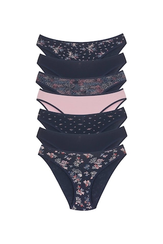 18001-1 Kadın 7'li Flowers Bikini Külot Paketi V6-lacivert Mix Çok Renkli