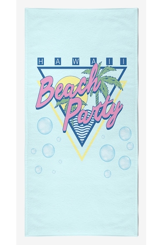 BEACH PARTY Dijital Baskılı 75x150 Cm Plaj Havlusu Açık Mavi