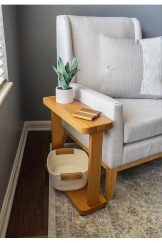 Ahşap Yan Sehpa 2 Katlı Açık Ceviz 5016