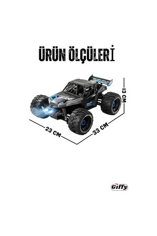 Oyuncak Uzaktan Kumandalı Metal Gövde 50 Km Hız Yapan 4x4 Off-road Arazi Aracı Şarjlı 1400 Mah Mavi