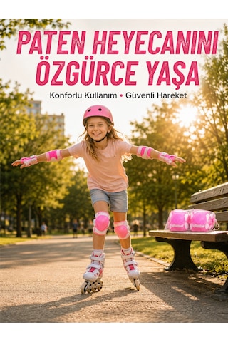 Pembe Çocuk Kaykay Paten Scooter Bisiklet Koruyucu Dizlik - Lisinya