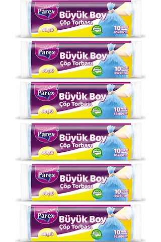 Güçlü Çöp Torbası Büyük Boy 10'lu 65 X 80 Cm 6 Paket